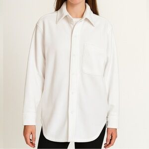 ARITZIA TNA Sweatfleece Cozy Fleece Boyfriend Fit White Shirt Women’s Size Large